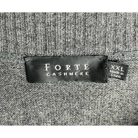 1-16 FORTE CASHMERE Men's Sweater Zip Henley Charcoal-Gray Size XXL - Picture 9 of 11